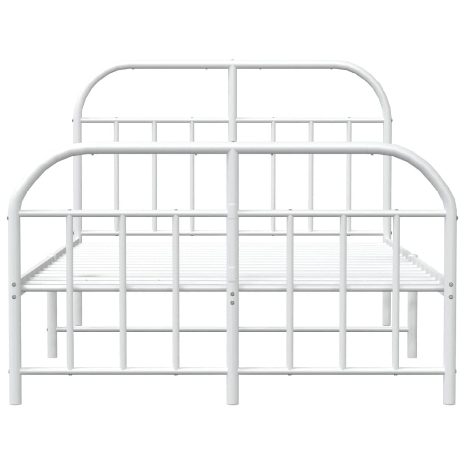 Estructura cama metal con cabecero y estribo blanco 120x200