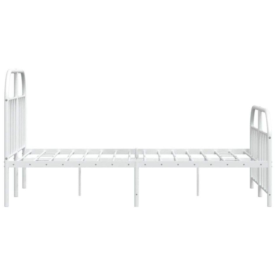 Estructura cama metal con cabecero y estribo blanco 120x200