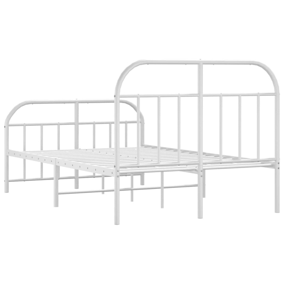 Estructura cama metal con cabecero y estribo blanco 120x200