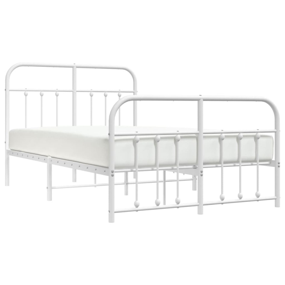 Estructura cama metal con cabecero y estribo blanco 120x200