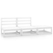 Set de salón de jardín de 3 piezas blanco madera maciza de pino