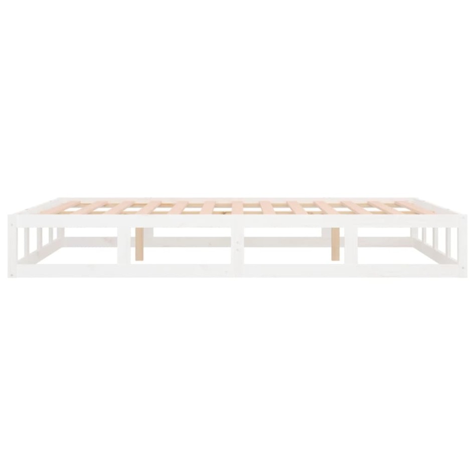 Estructura de cama de madera maciza blanca 140x190