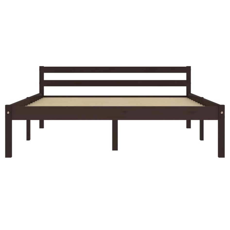 Estructura de cama madera maciza pino marrón oscuro 140x200