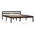 Estructura de cama madera maciza pino marrón oscuro 140x200