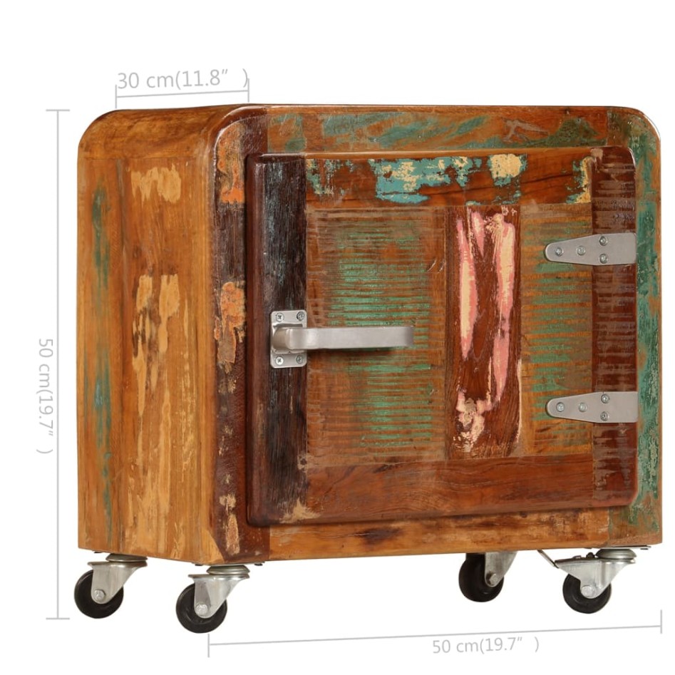 Mesita de noche madera reciclada maciza 50x30x50