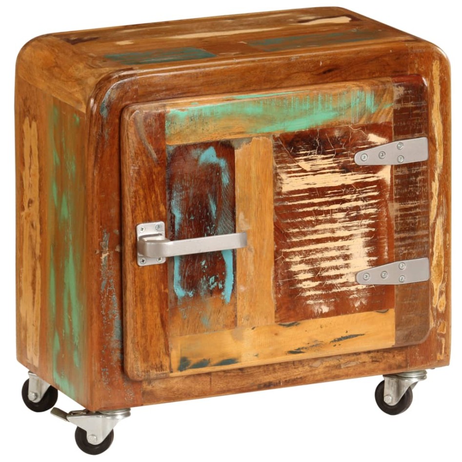 Mesita de noche madera reciclada maciza 50x30x50