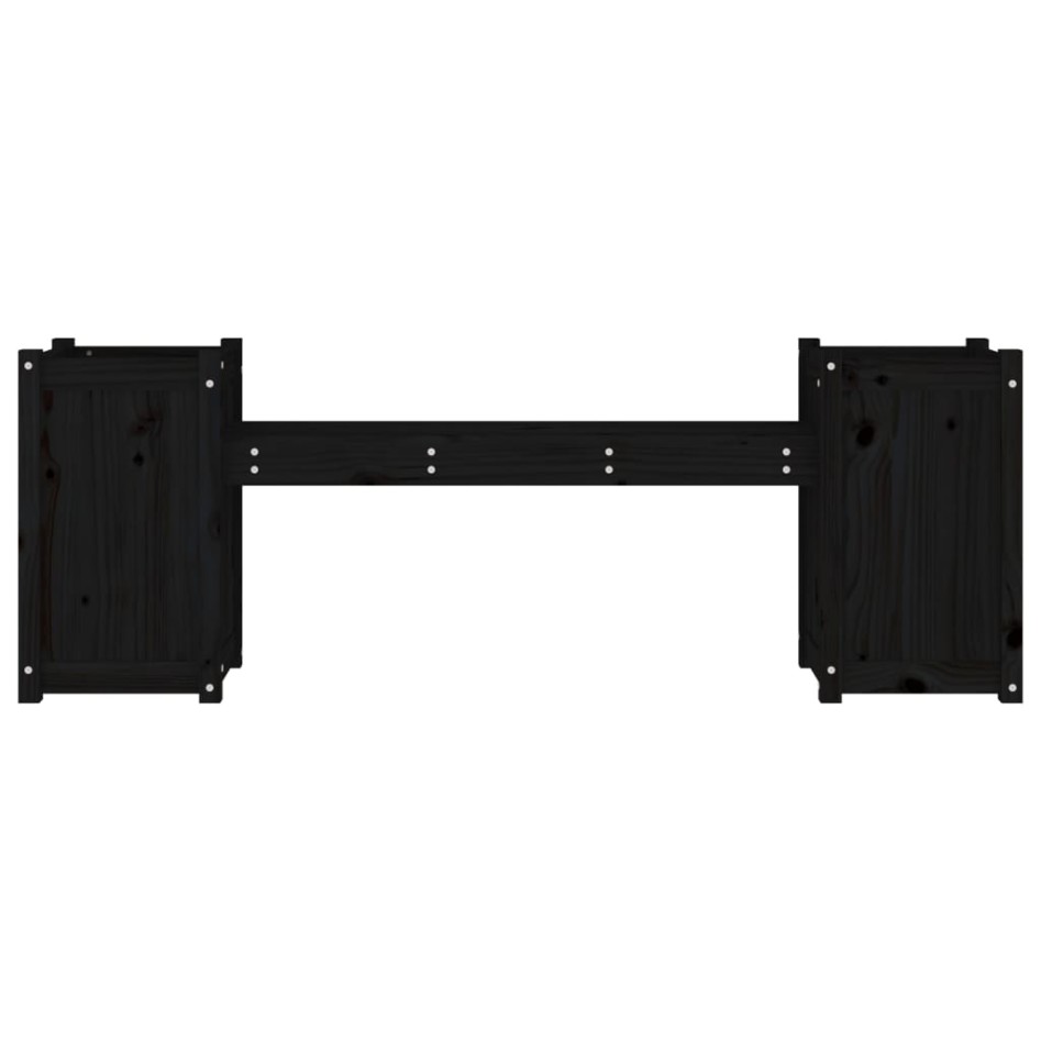 Banco con jardineras madera maciza de pino negro 180x36x63