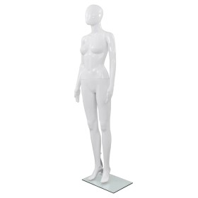 Maniquí de mujer completo base de vidrio blanco brillante