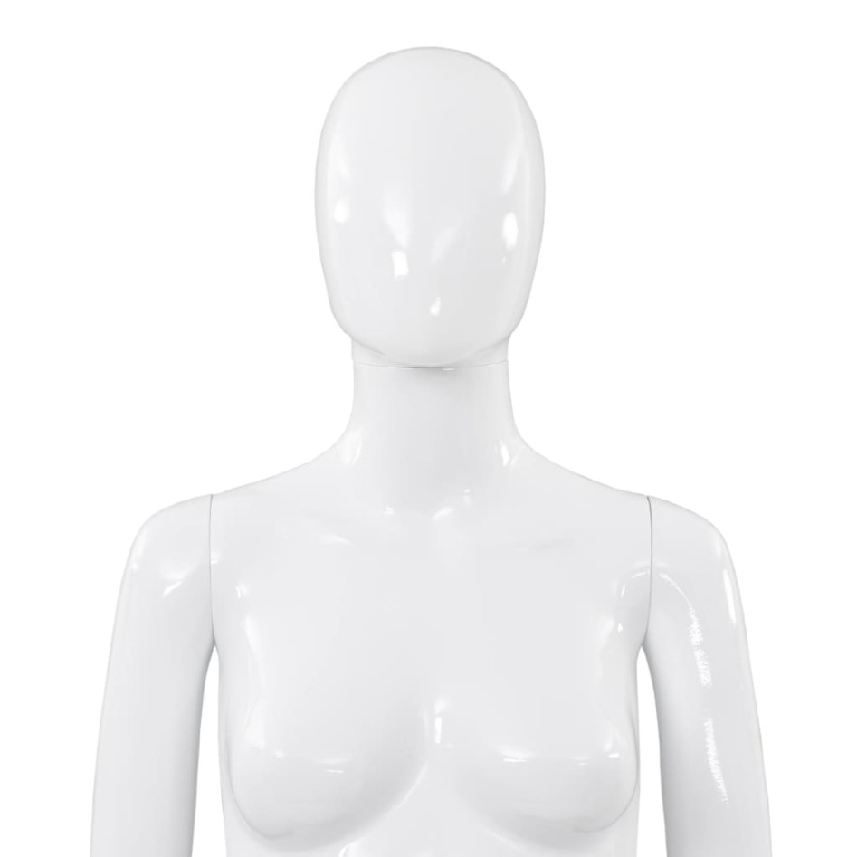 Maniquí de mujer completo base de vidrio blanco brillante