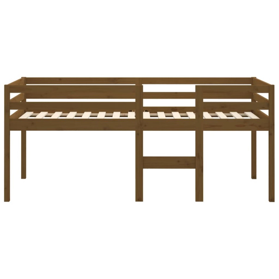 Cama alta madera maciza pino marrón miel 90x200