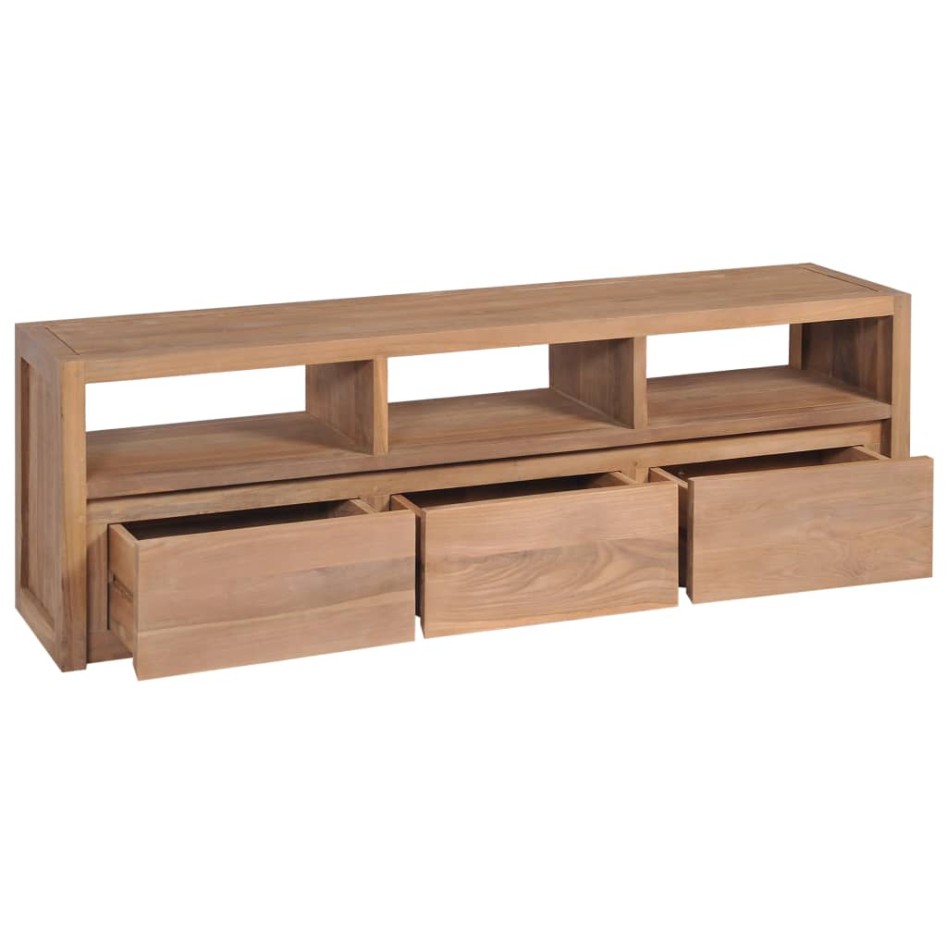 Mueble para TV madera teca maciza acabado natural 120x30x40