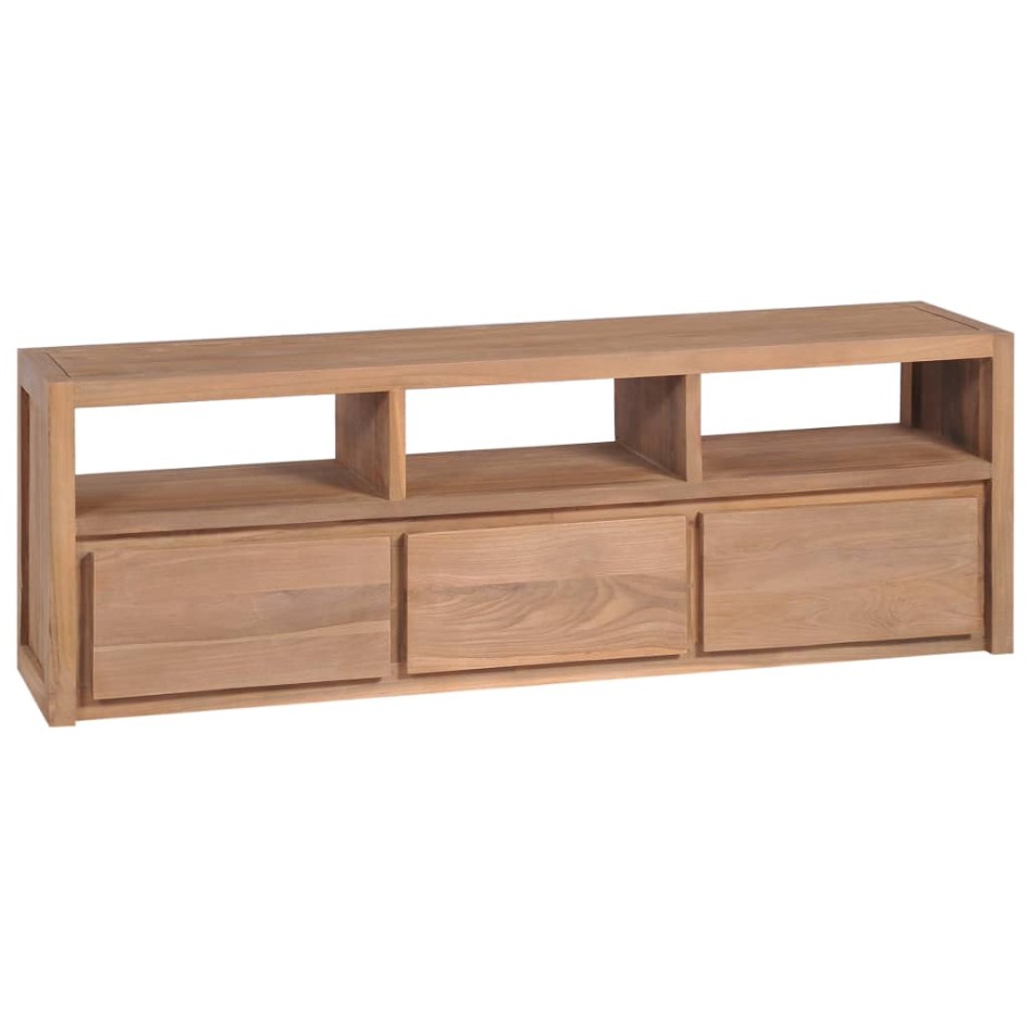 Mueble para TV madera teca maciza acabado natural 120x30x40