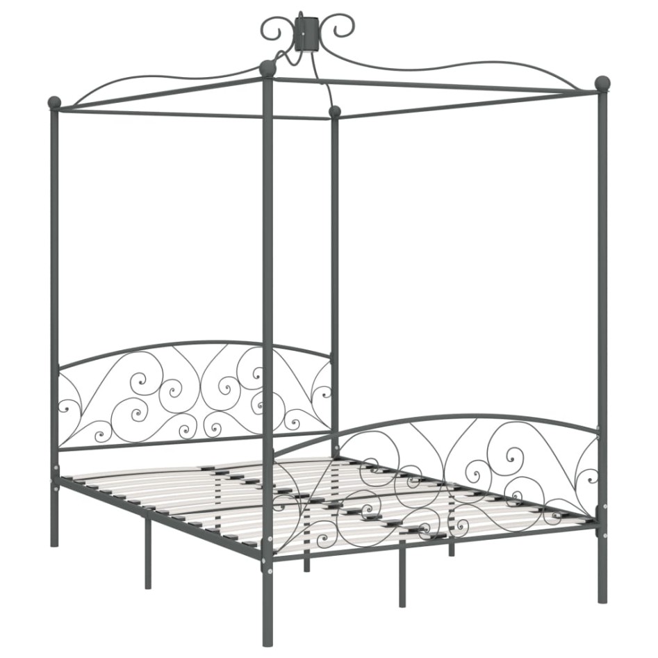 Estructura de cama con dosel metal gris 120x200