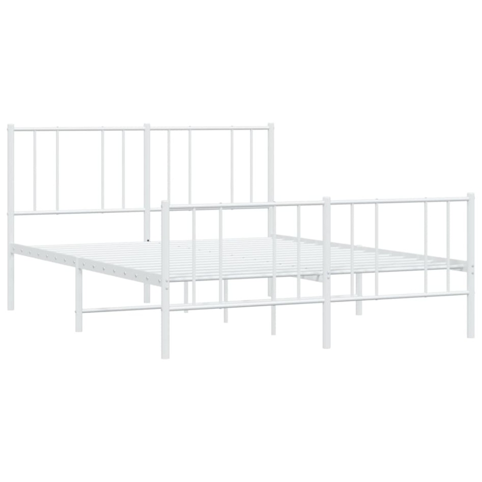 Estructura cama metal con cabecero y estribo blanco 120x200