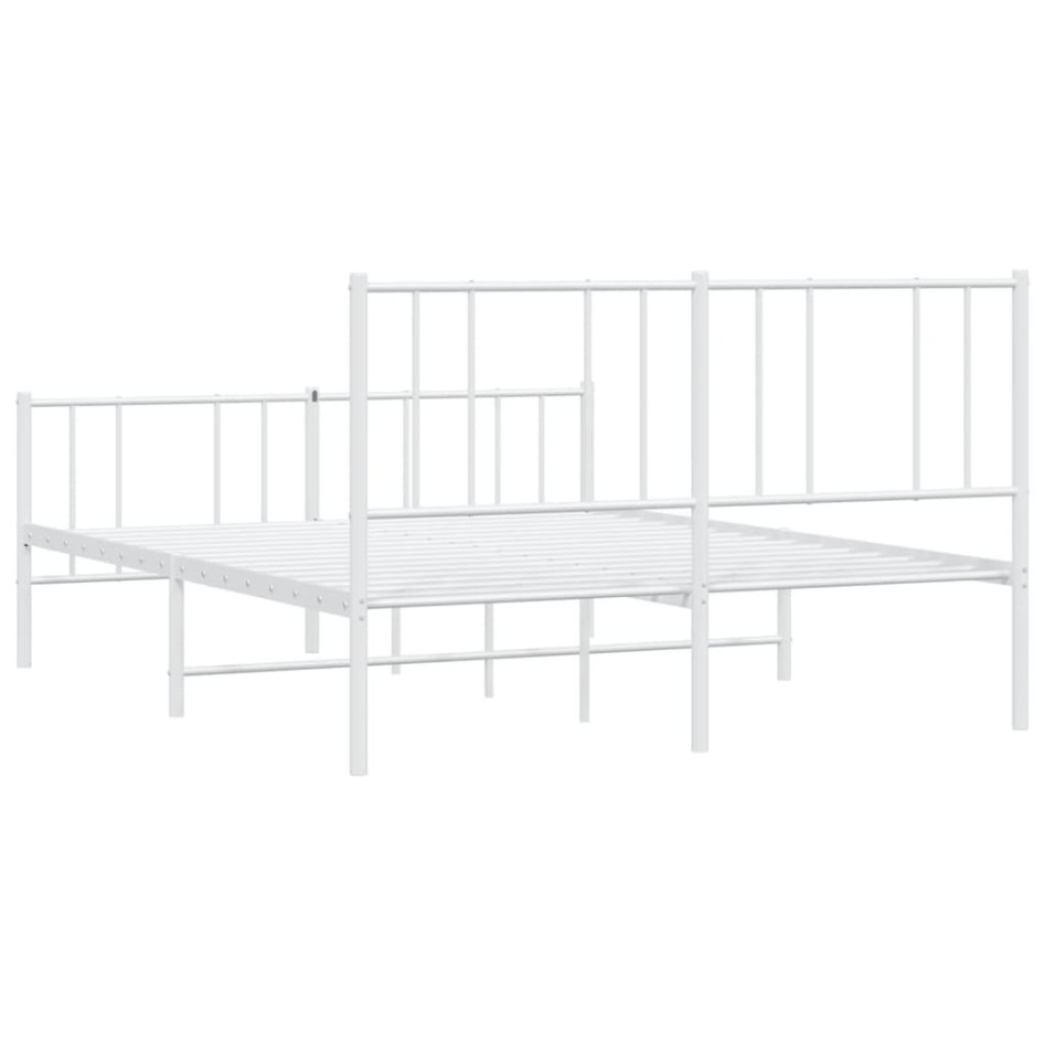 Estructura cama metal con cabecero y estribo blanco 120x200