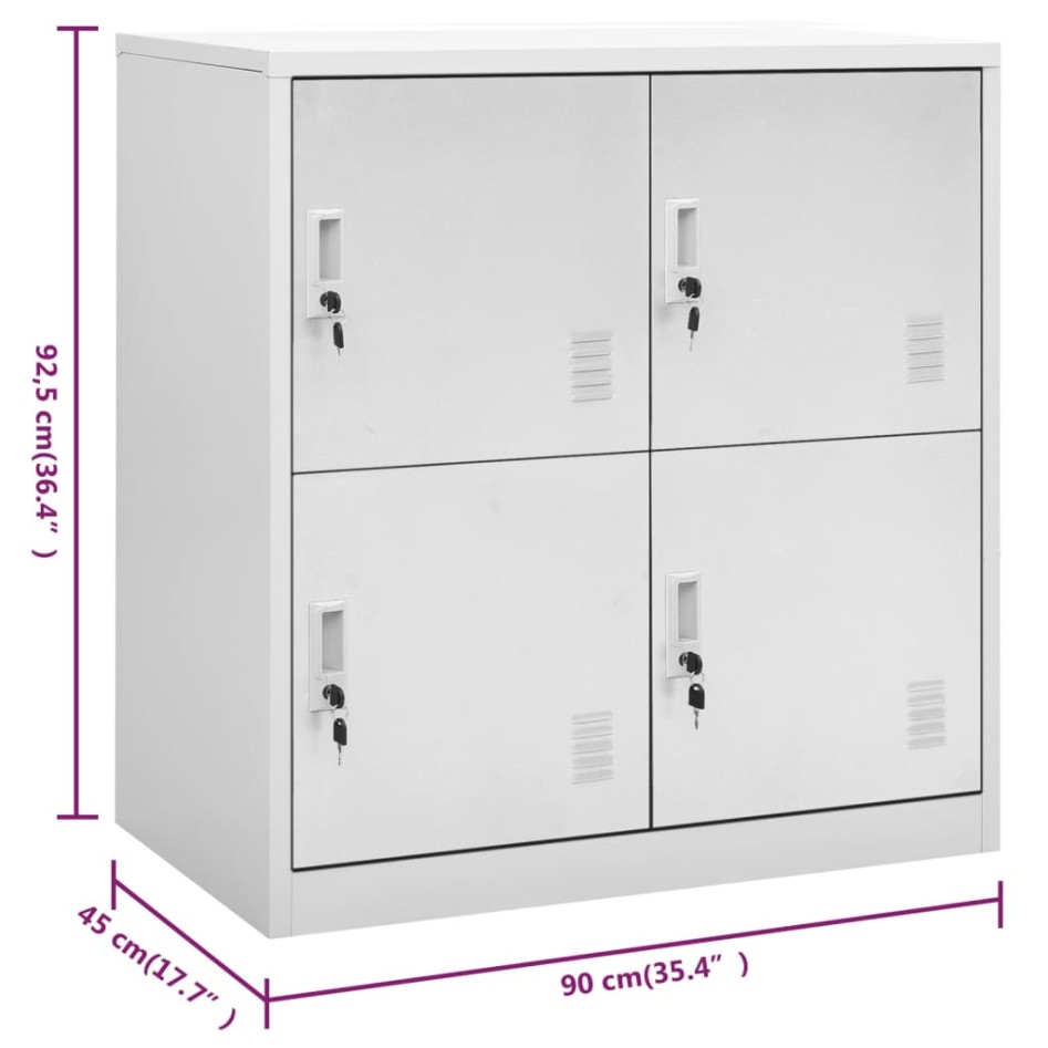 Armario taquilla de acero gris claro 90x45x92,5