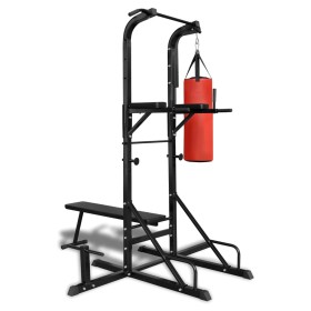 Máquina de musculación con banco y saco de
