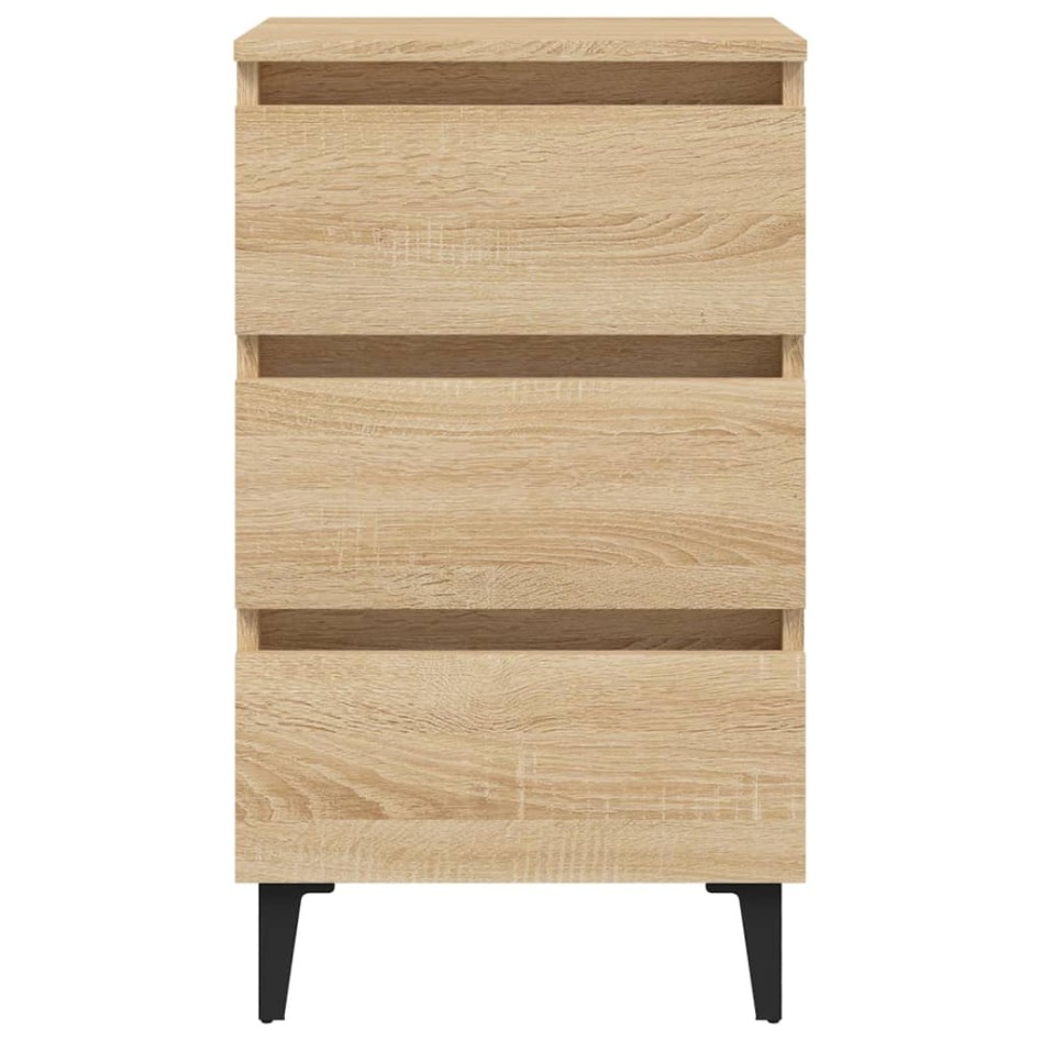 Mesitas de noche 2 uds patas de metal roble Sonoma 40x35x69