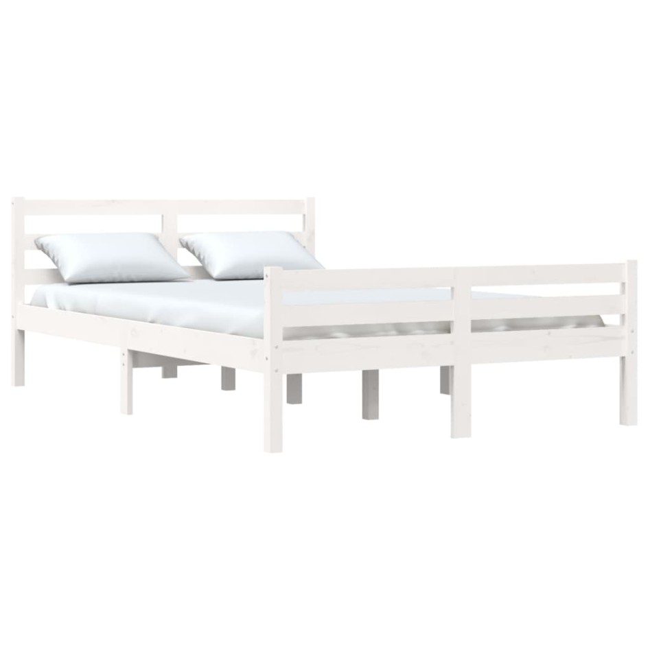 Estructura de cama de madera maciza blanco 160x200