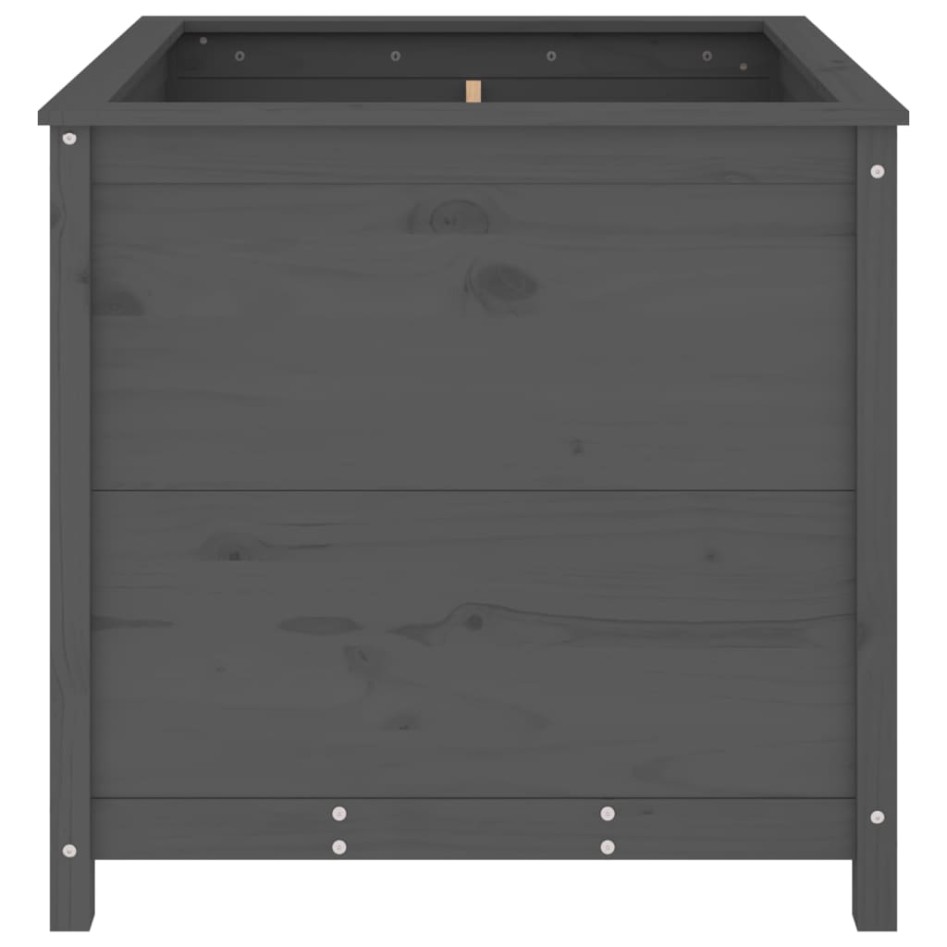 Jardinera madera maciza de pino gris 82,5x82,5x78