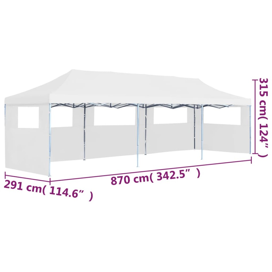 Carpa de fiestas pop-up plegable con 5 paredes blanco 3x9