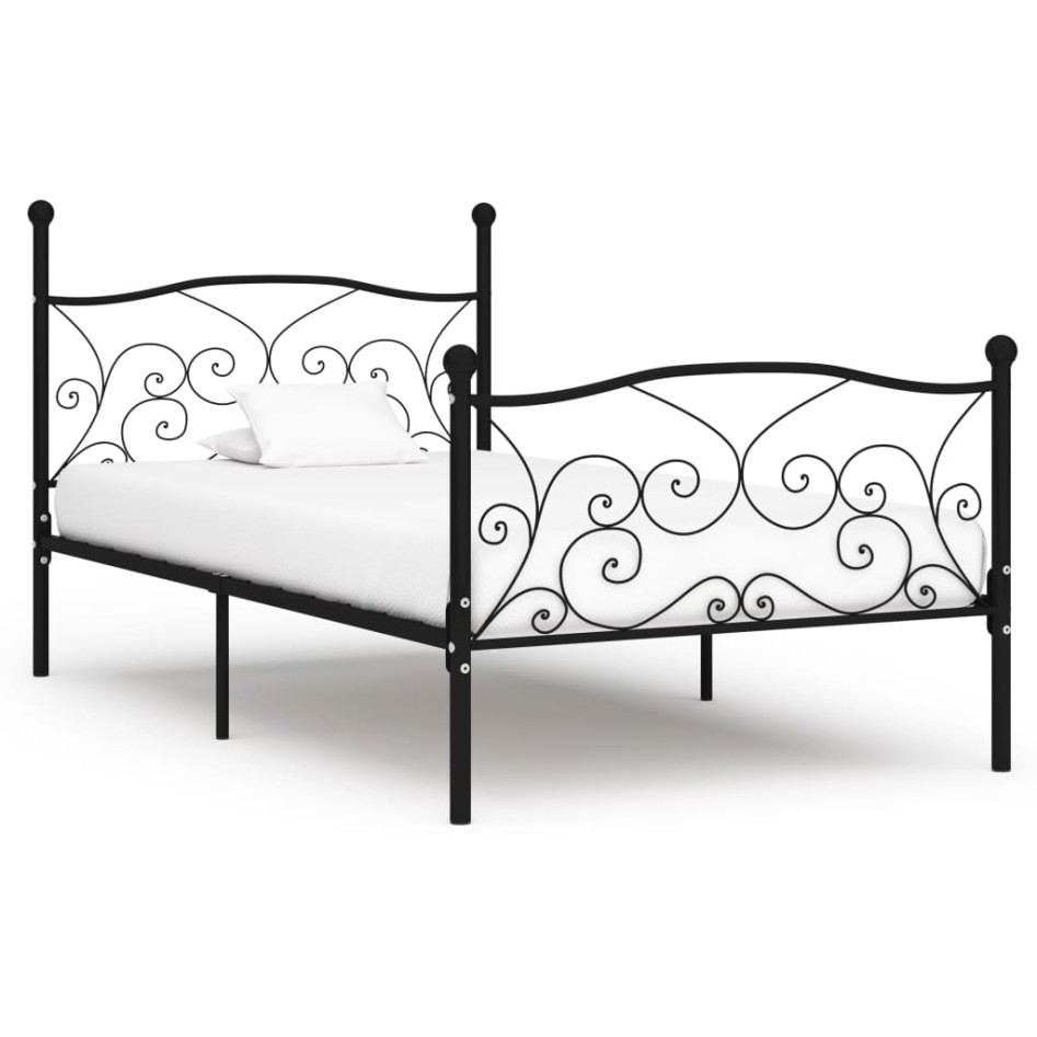 Estructura de cama con somier metal negro 90x200