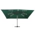 Sombrilla voladiza luces LED y poste aluminio verde 400x300