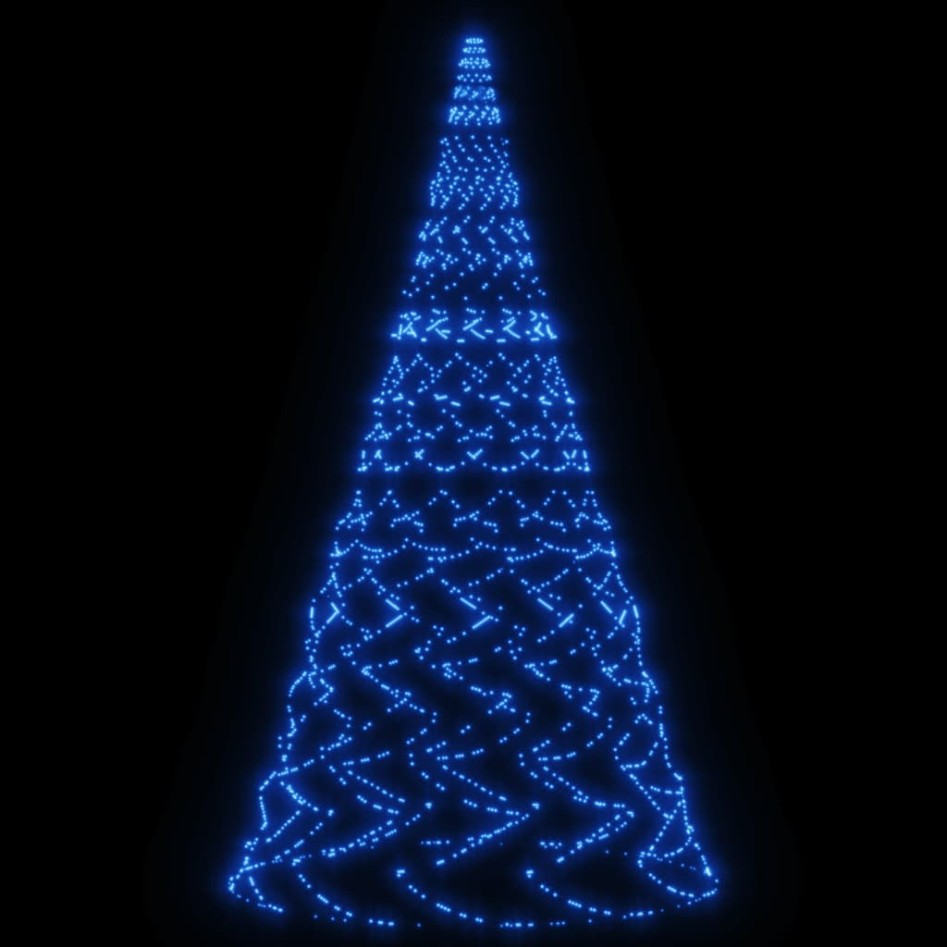 Árbol de Navidad en asta de bandera 3000 LED azul 800