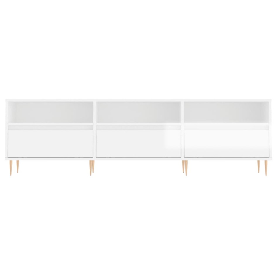 Mueble de TV madera contrachapada blanco brillo 150x30x44,5