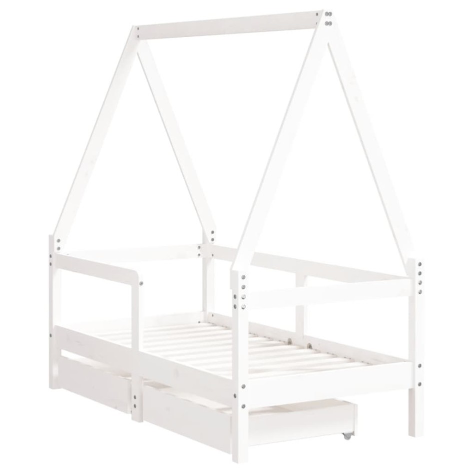 Estructura cama niños con cajones madera pino blanco 70x140