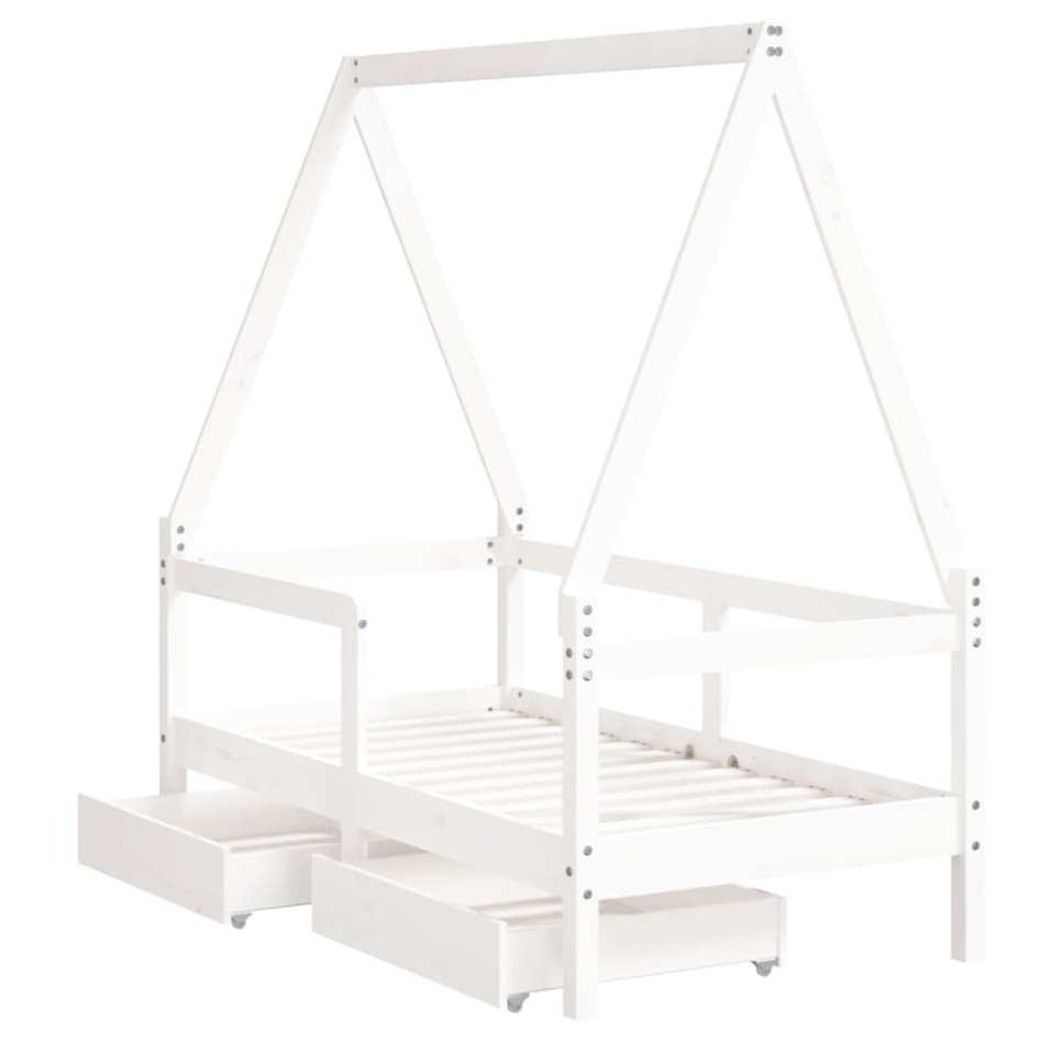 Estructura cama niños con cajones madera pino blanco 70x140