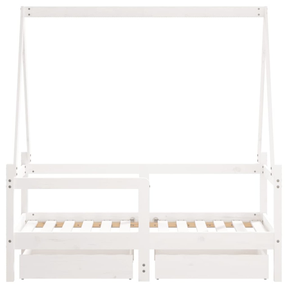 Estructura cama niños con cajones madera pino blanco 70x140
