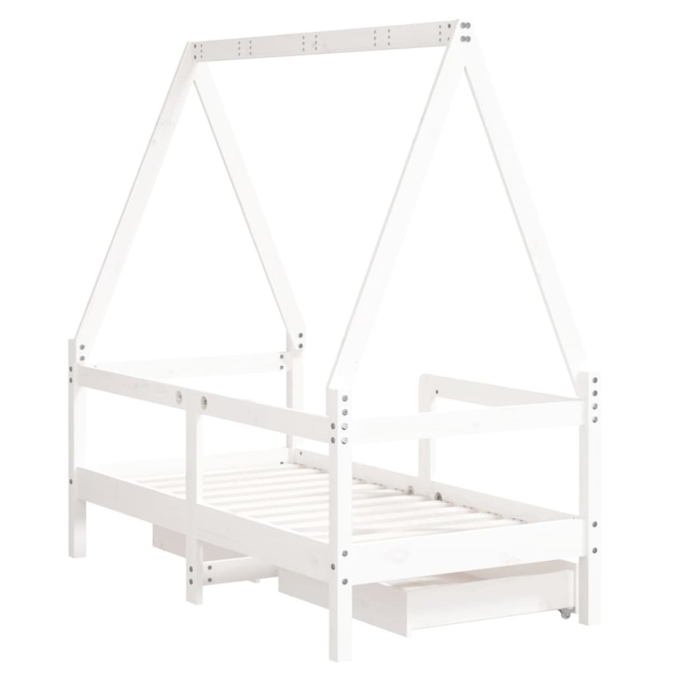 Estructura cama niños con cajones madera pino blanco 70x140
