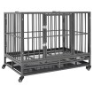 Jaula de perro resistente con ruedas acero 102x72x85 cm