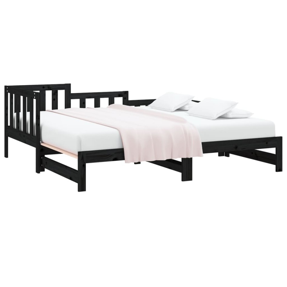Sofá cama extraíble madera maciza de pino negro 2x(90x190)