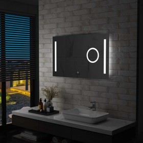 Espejo de pared de baño con LED y sensor táctil 100x60
