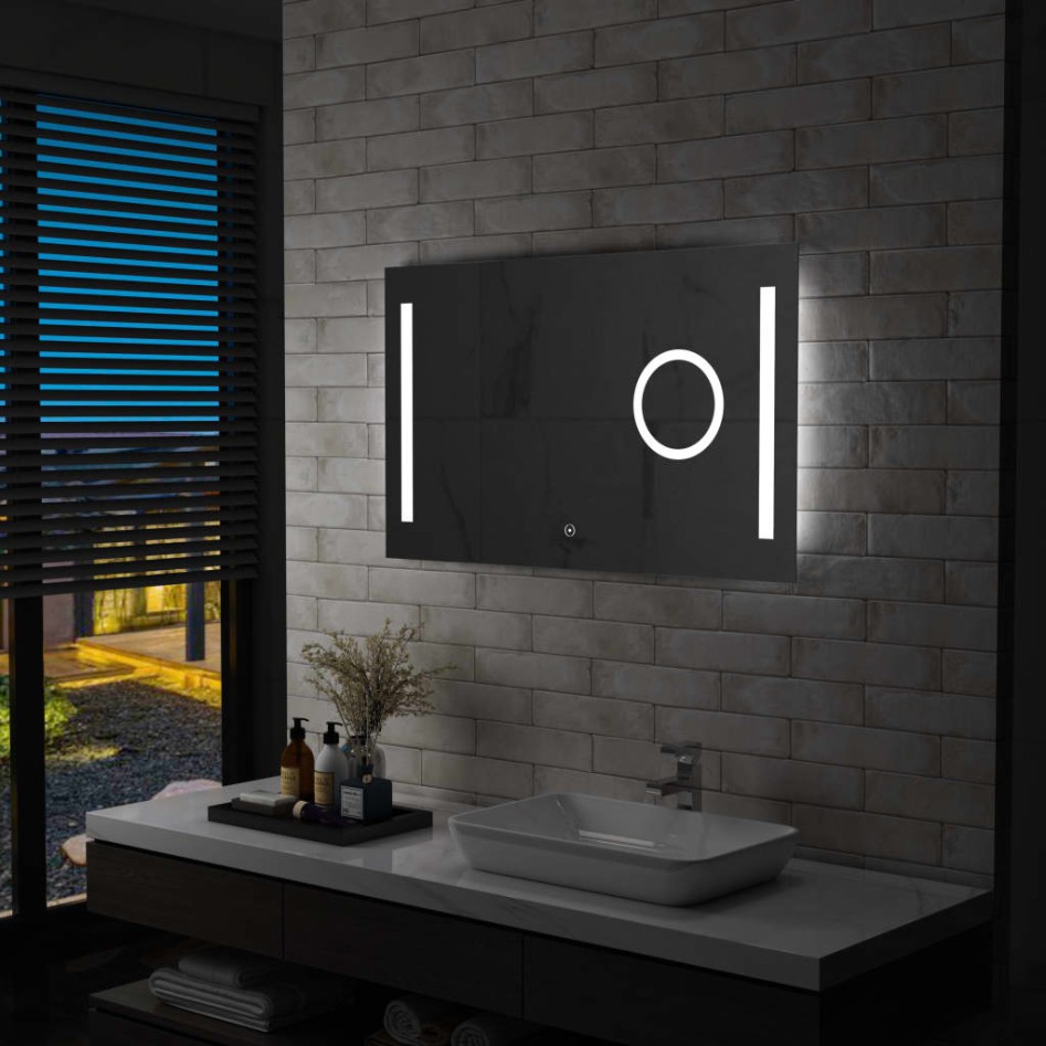 Espejo de pared de baño con LED y sensor táctil 100x60