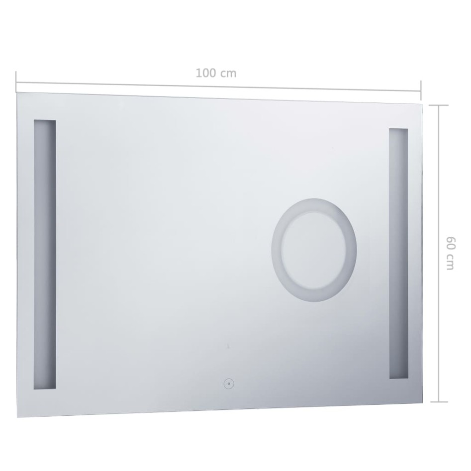Espejo de pared de baño con LED y sensor táctil 100x60