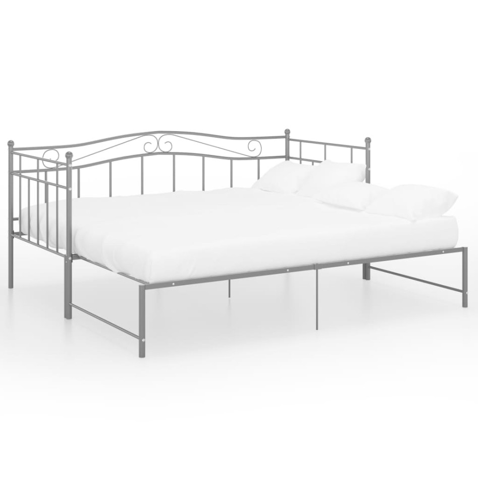 Estructura de sofá cama extraíble de metal gris 90x200
