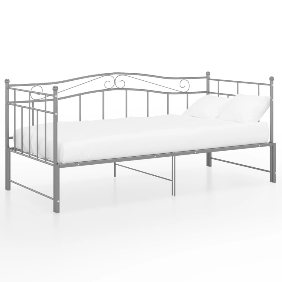 Estructura de sofá cama extraíble de metal gris 90x200