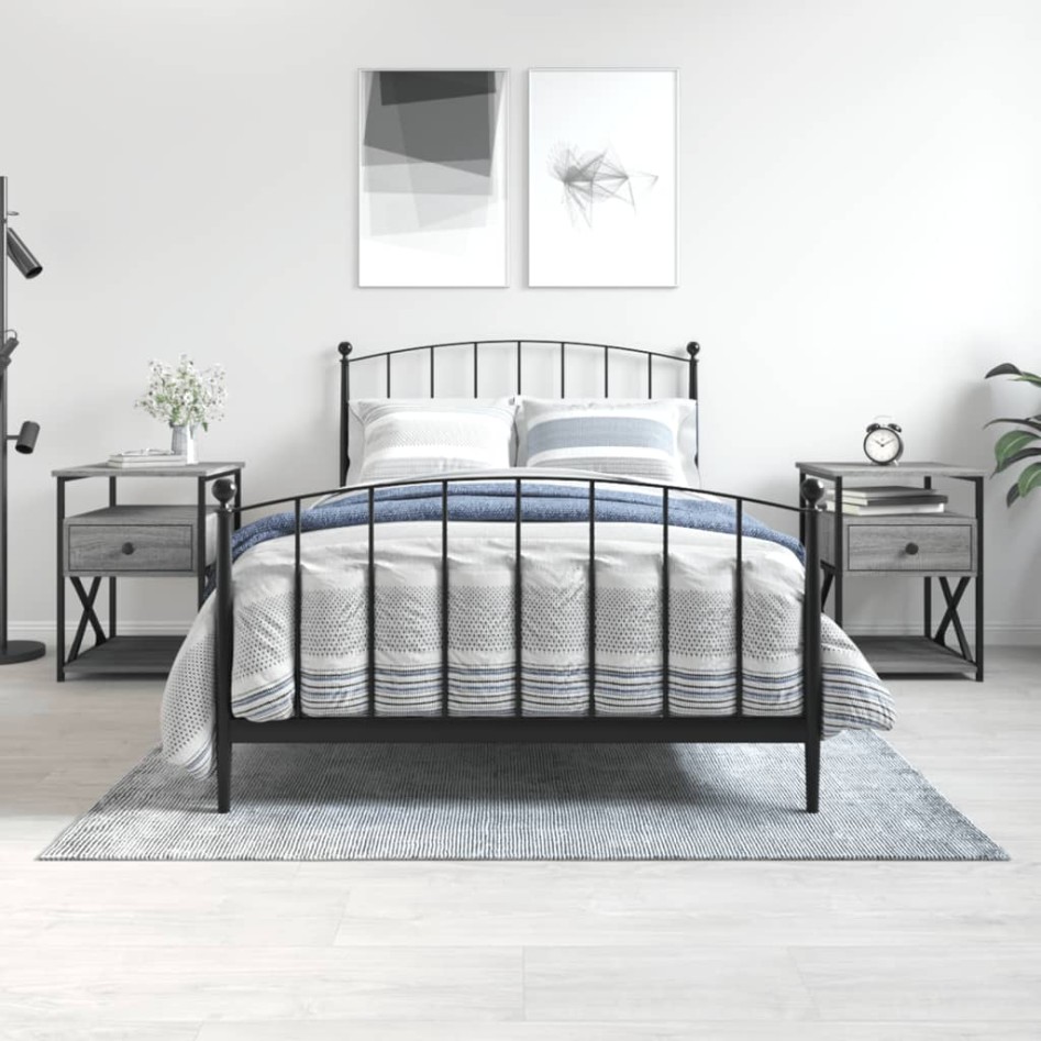 Mesitas noche 2 uds madera ingeniería gris Sonoma 40x42x55