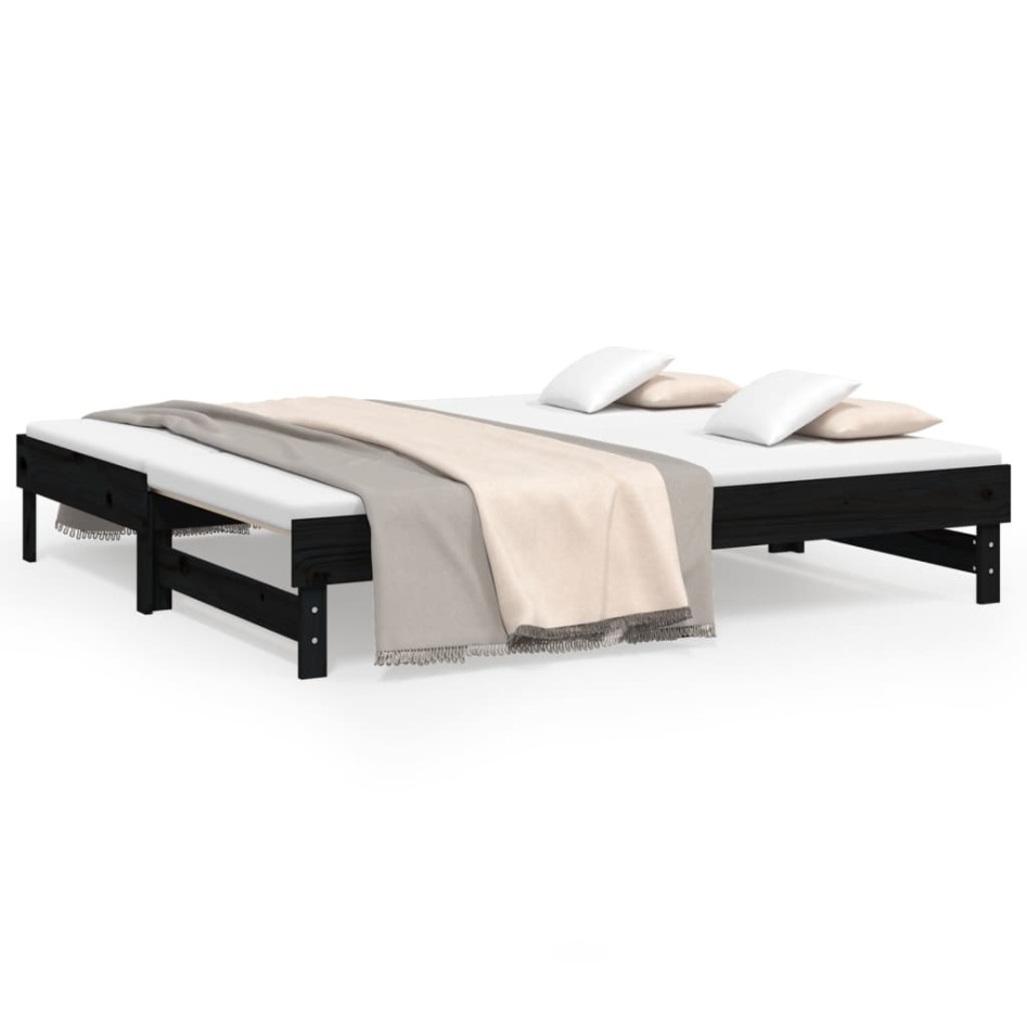 Sofá cama extraíble madera maciza de pino negro 2x(90x190)