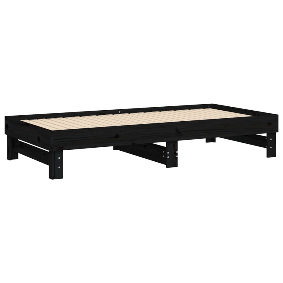 Sofá cama extraíble madera maciza de pino negro 2x(90x190)