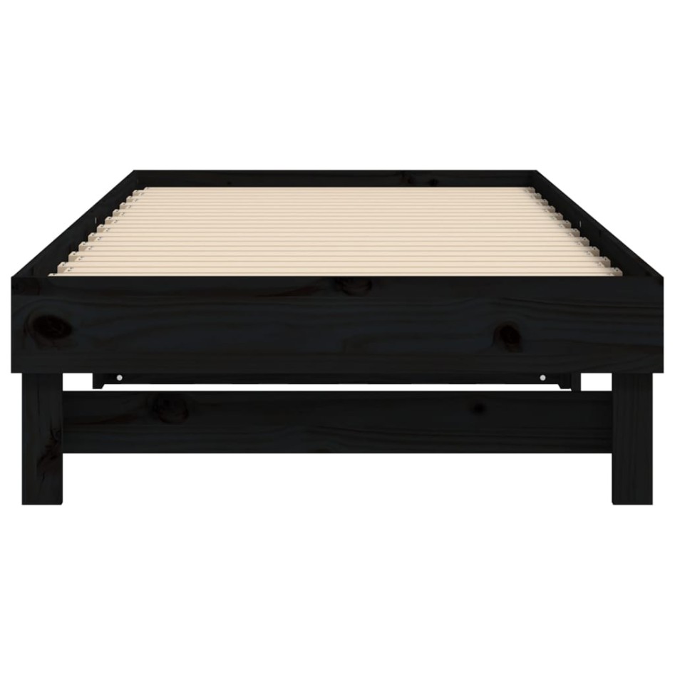 Sofá cama extraíble madera maciza de pino negro 2x(90x190)