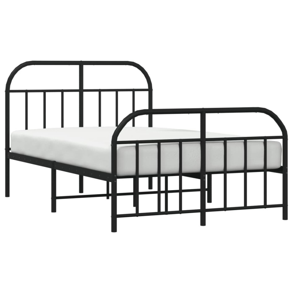 Estructura de cama cabecero y estribo metal negro 120x200