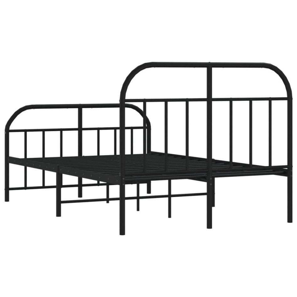 Estructura de cama cabecero y estribo metal negro 120x200