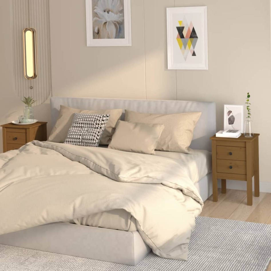 Mesitas de noche 2 uds madera de pino marrón miel 40x35x61,5