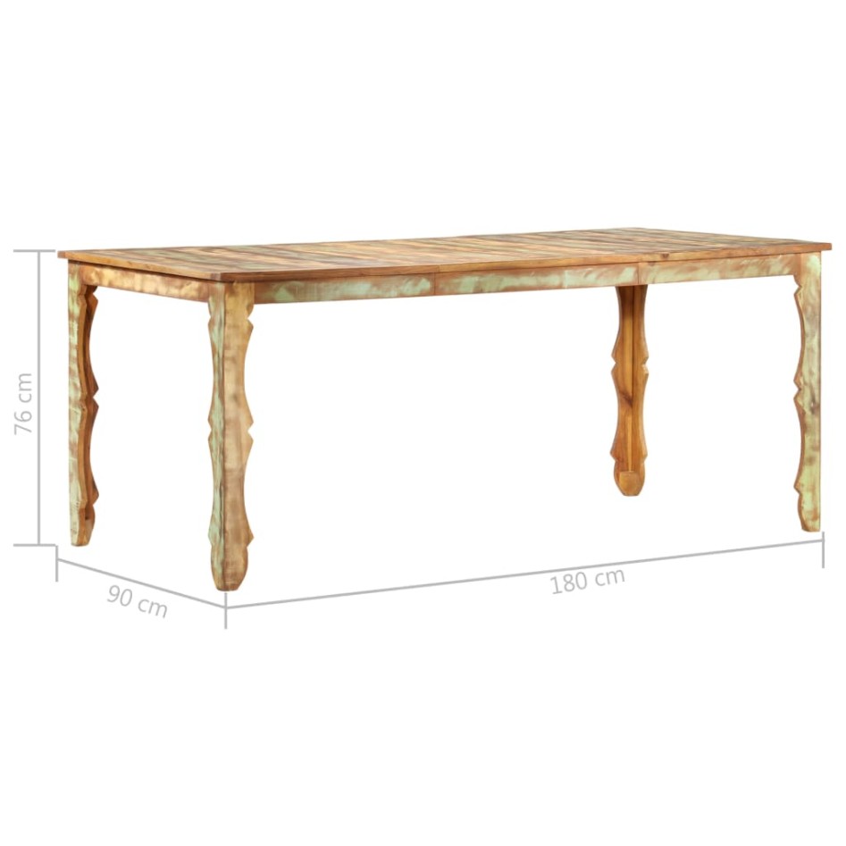 Mesa de comedor de madera maciza reciclada 180x90x76
