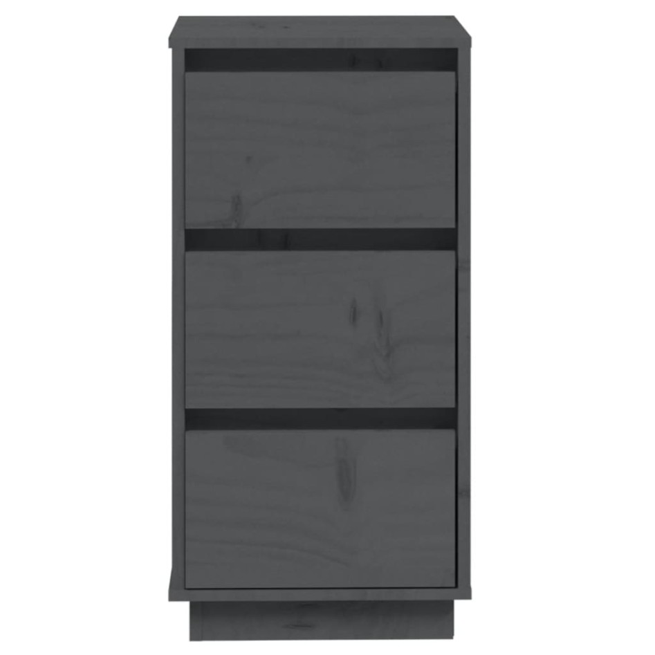 Aparador 2 uds madera maciza de pino gris 32x34x75