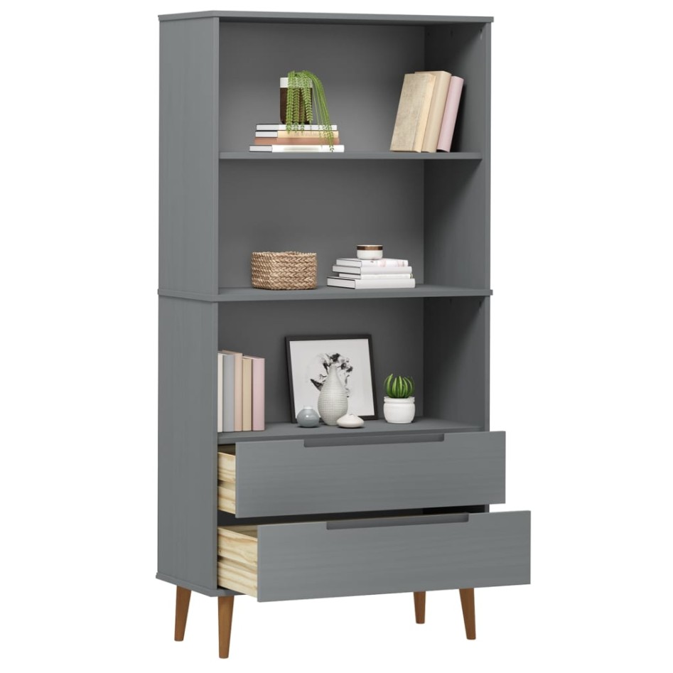 Librería MOLDE madera maciza de pino gris 85x35x170,5